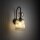 Wandleuchte Glas Metall Schwarz B:13 cm E14 Glas Cognac