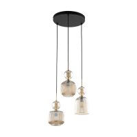Pendelleuchte Schwarz Metall B:41 cm E14 Glas in Cognac