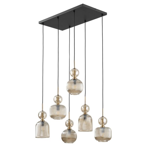 Pendelleuchte Schwarz Modern 65 cm E14 Glas in Cognac