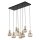 Pendelleuchte Schwarz 8-flmg L:95 cm E14 Glas in Cognac