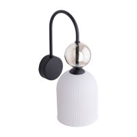 Wandleuchte Schwarz Weiß B:13 cm E14 Glas Metall