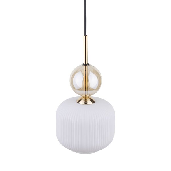 Hängelampe Schwarz Weiß Gold Ø 15 cm Kugel