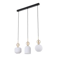 H&auml;ngelampe Schwarz Wei&szlig; Gold 3-flammig L:65 cm E14 Glas