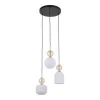 Pendelleuchte Modern Glas Schwarz Gold Wei&szlig; E14 B:41 cm