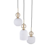 Pendelleuchte Modern Glas Schwarz Gold Weiß E14...