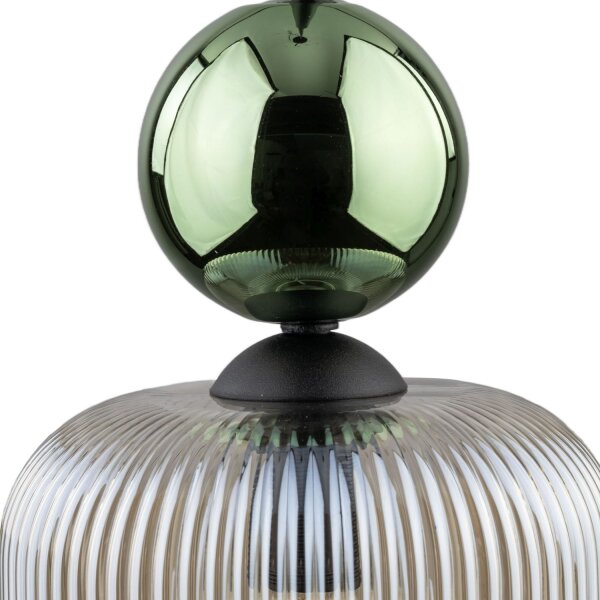 Hängelampe Glas Metall B:15 cm E14 Schwarz Grün Cognac