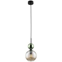 Pendelleuchte Glas Metall B:15 cm E14 Grün Cognac
