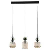 Dekorative Pendelleuchte Glas 3-flammig E14 Grün Cognac