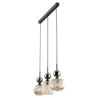Dekorative Pendelleuchte Glas 3-flammig E14 Grün Cognac