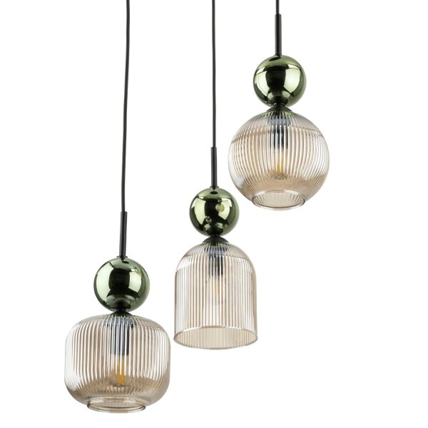 Pendelleuchte Grün Cognac Glas B:41 cm E14 stilvoll