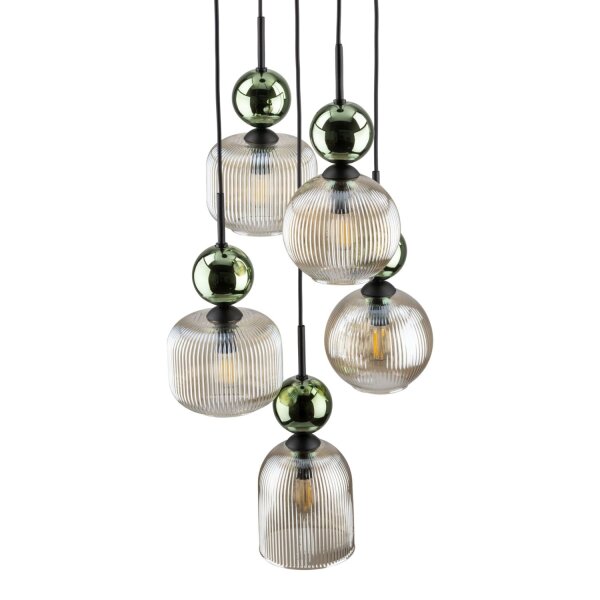 Pendelleuchte Grün Cognac Glas B:41 cm E14 5-flammig