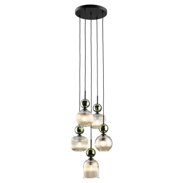Pendelleuchte Grün Cognac Glas B:41 cm E14 5-flammig