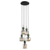 Pendelleuchte Gr&uuml;n Cognac Glas B:41 cm E14 5-flammig