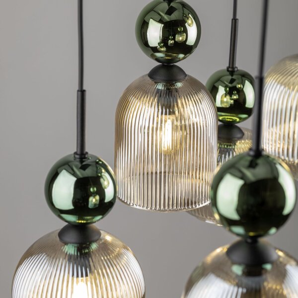 Pendelleuchte Grün Cognac Glas B:65 cm E14 6-flammig