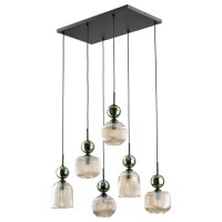 Pendelleuchte Gr&uuml;n Cognac Glas B:65 cm E14 6-flammig