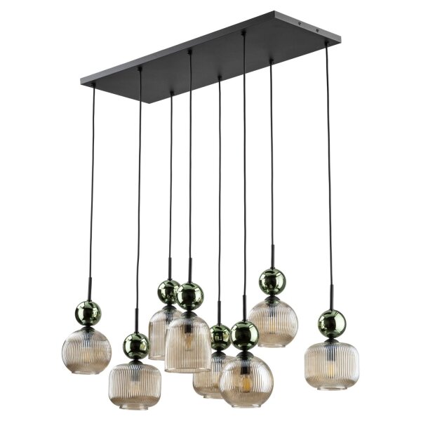 Hängelampe Grün Cognac Glas L:95 cm E14 8-flammig