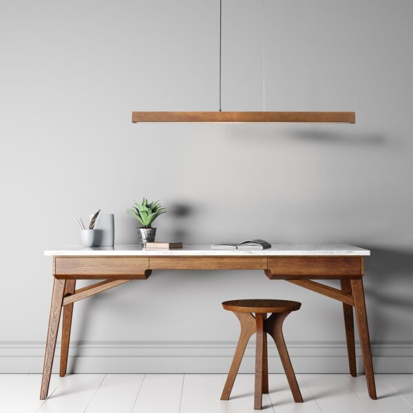 LED Pendelleuchte Schwarz 3000 K 126 cm Holz Nuss