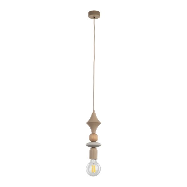 Dekorative Hängelampe Beige B:10 cm E27 Stahl Modern