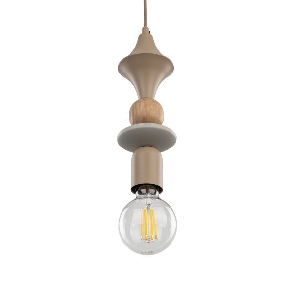 Dekorative Hängelampe Beige B:10 cm E27 Stahl Modern
