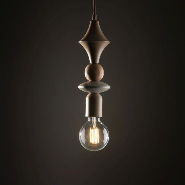 Dekorative Hängelampe Beige B:10 cm E27 Stahl Modern