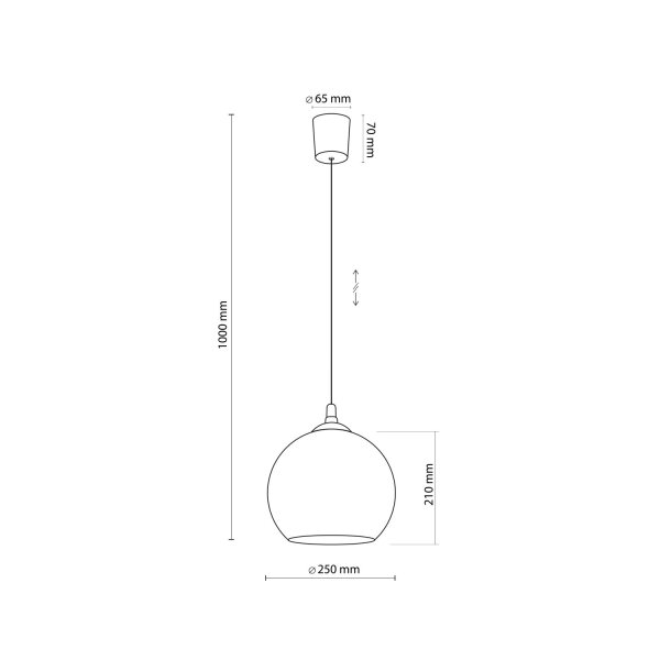 Pendelleuchte Glas Graphit B:25 cm Schwarz E27 Modern