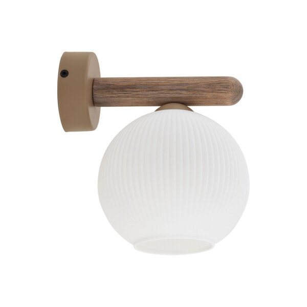Wandleuchte Natur Holz B:15 cm E14 Glas blendarm