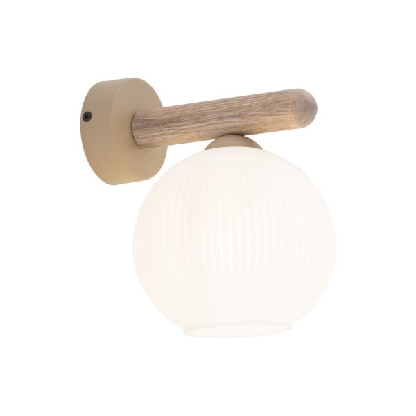 Wandleuchte Natur Holz B:15 cm E14 Glas blendarm