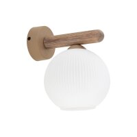 Wandleuchte Natur Holz B:15 cm E14 Glas blendarm
