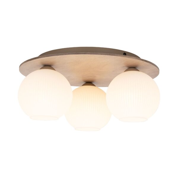 Deckenleuchte Glas blendarm Beige L:42 cm E14 3-flammig