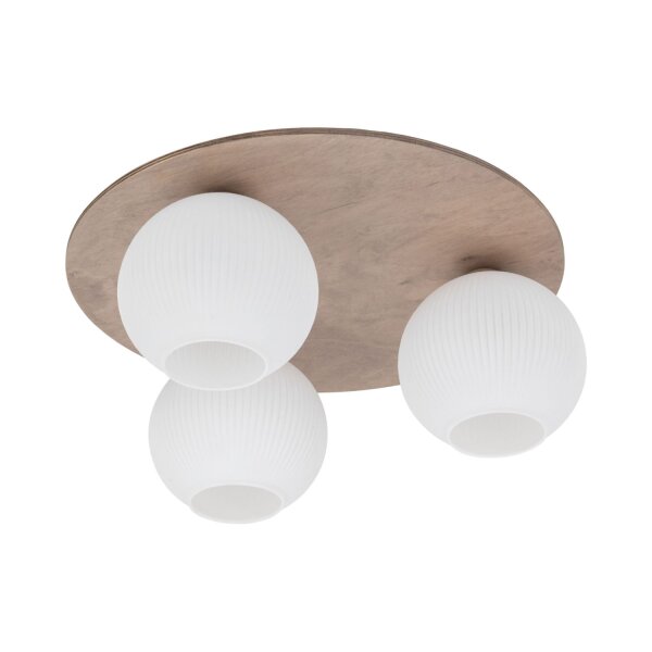Deckenleuchte Glas blendarm Beige L:42 cm E14 3-flammig