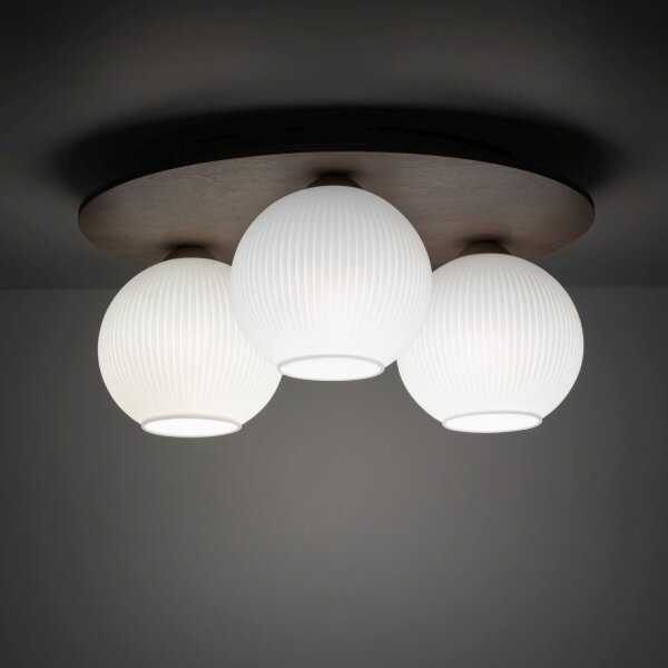 Deckenleuchte Glas blendarm Beige L:42 cm E14 3-flammig