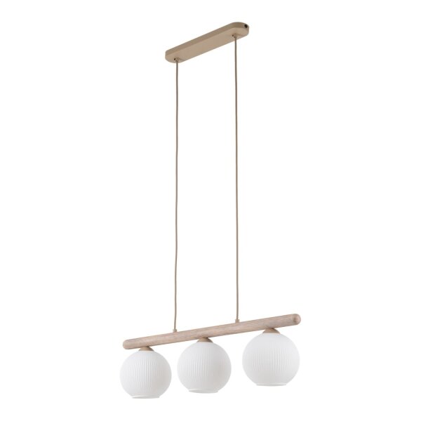 Pendelleuchte Beige 3-flmg65 cm Metall E14 Glas Weiß