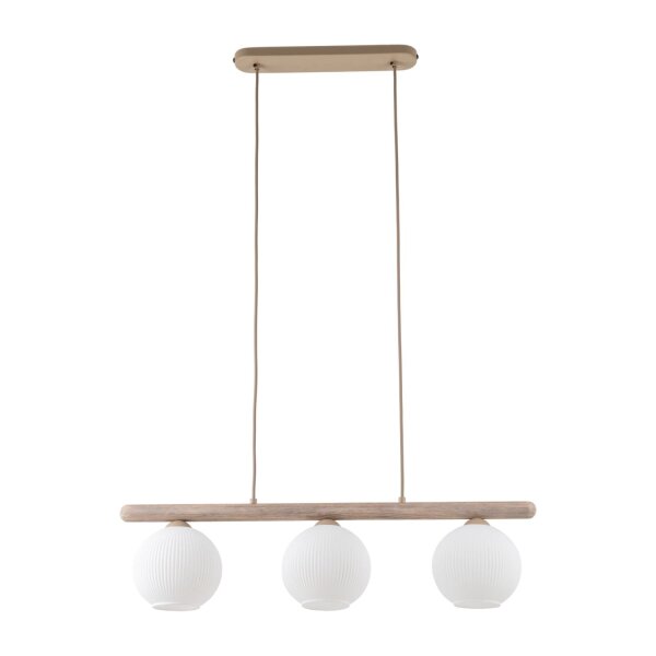 Pendelleuchte Beige 3-flmg65 cm Metall E14 Glas Weiß