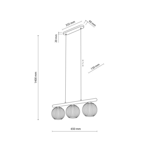 Pendelleuchte Beige 3-flmg65 cm Metall E14 Glas Weiß