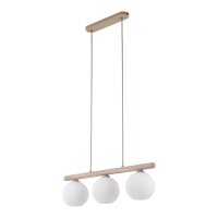 Pendelleuchte Beige 3-flmg65 cm Metall E14 Glas Weiß