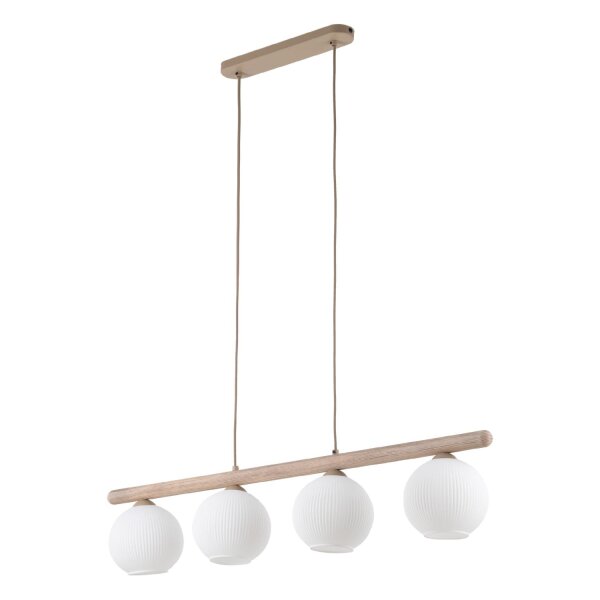 Hängelampe Beige 4-flammig 95 cm Metall E14 Glas Weiß