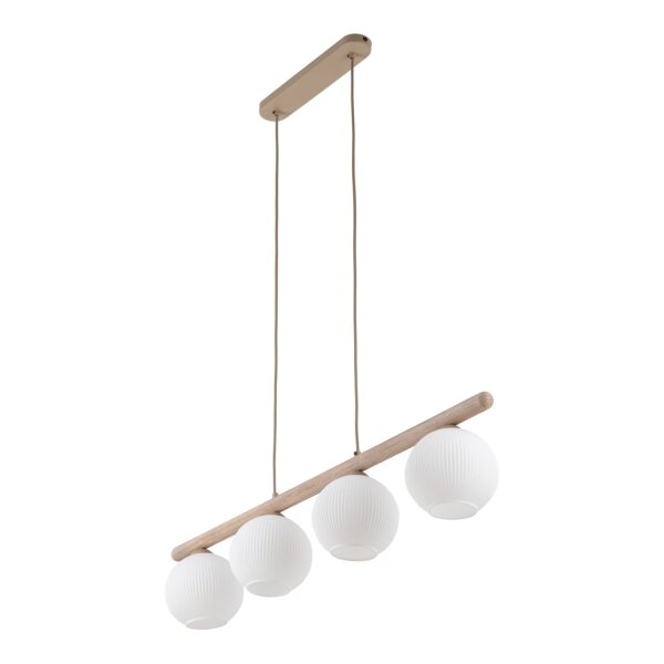 Hängelampe Beige 4-flammig 95 cm Metall E14 Glas Weiß