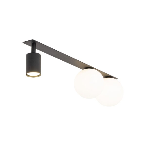 Deckenleuchte Metall Glas Schwarz L:62,5 cm GU10 G9