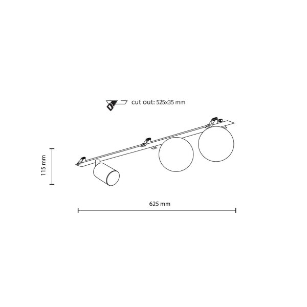 Deckenleuchte Metall Glas Schwarz L:62,5 cm GU10 G9