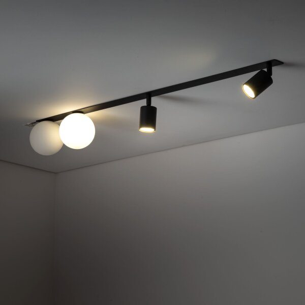Deckenleuchte Schwarz 112 cm GU10 Metall Glas flexibel