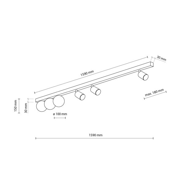 Deckenleuchte Schwarz Weiß Metall Glas 159 cm GU10 G9