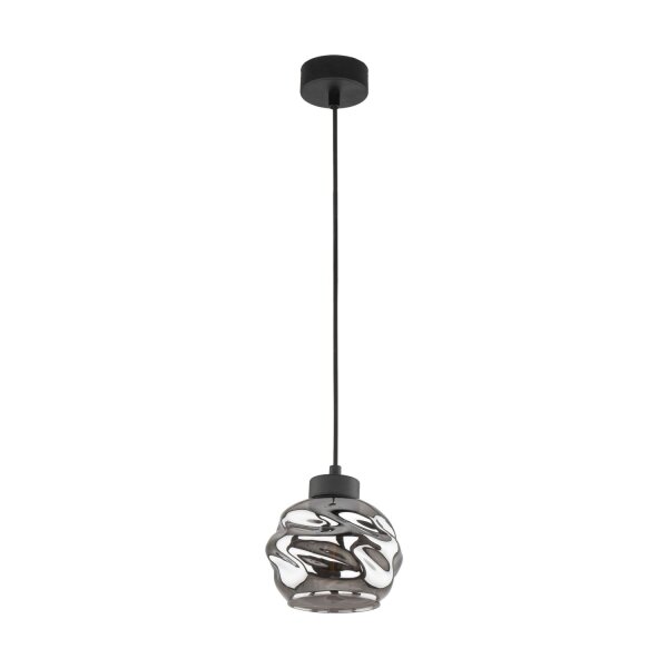 Hängelampe Schwarz Metall Glas in Graphit E27 B:15 cm