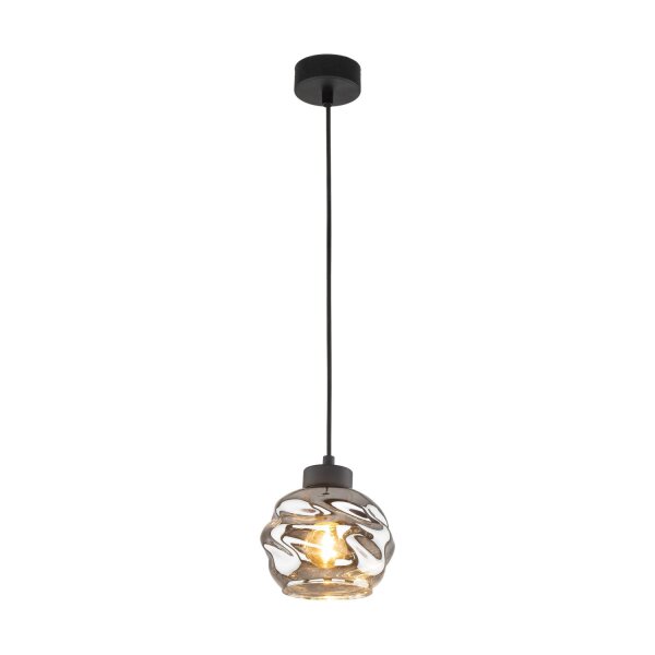 Hängelampe Schwarz Metall Glas in Graphit E27 B:15 cm