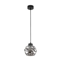 Hängelampe Schwarz Metall Glas in Graphit E27 B:15 cm