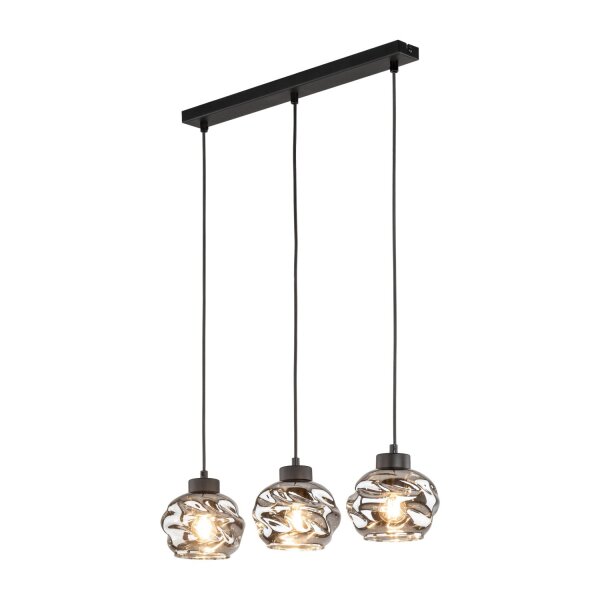 Hängelampe 3-flammig L:59 cm E27 Glas in Graphit