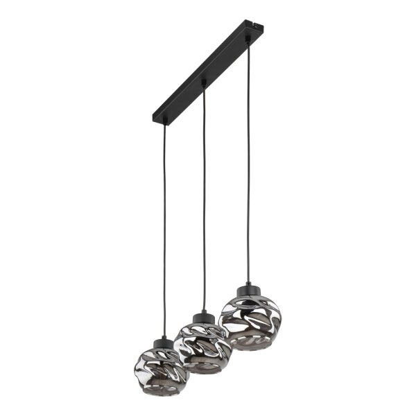 Hängelampe 3-flammig L:59 cm E27 Glas in Graphit