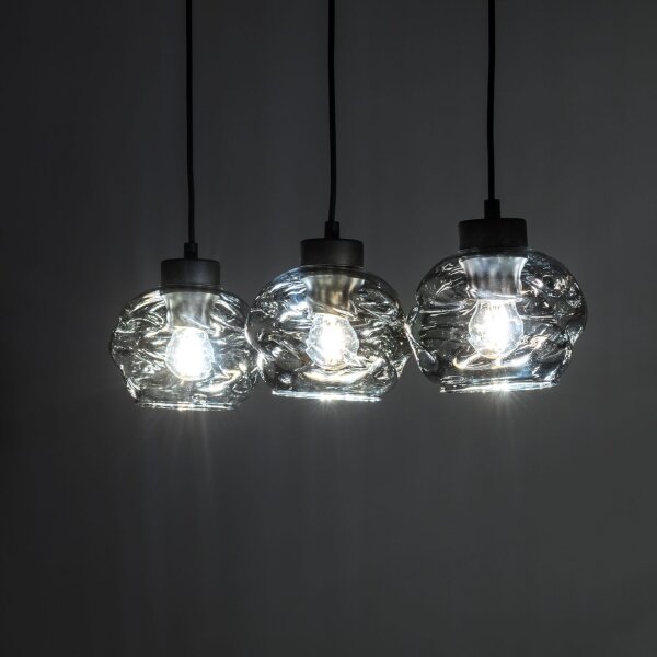 Hängelampe 3-flammig L:59 cm E27 Glas in Graphit