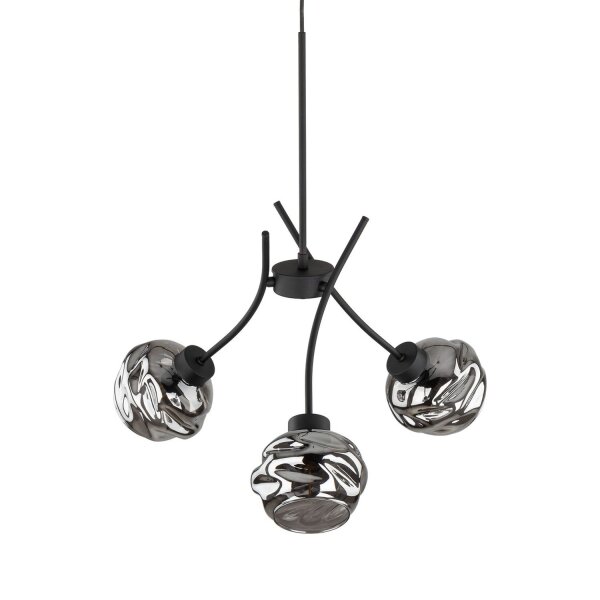 Hängelampe Metall Schwarz B:48 cm E27 Glas in Graphit
