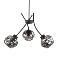 Hängelampe Metall Schwarz B:48 cm E27 Glas in Graphit
