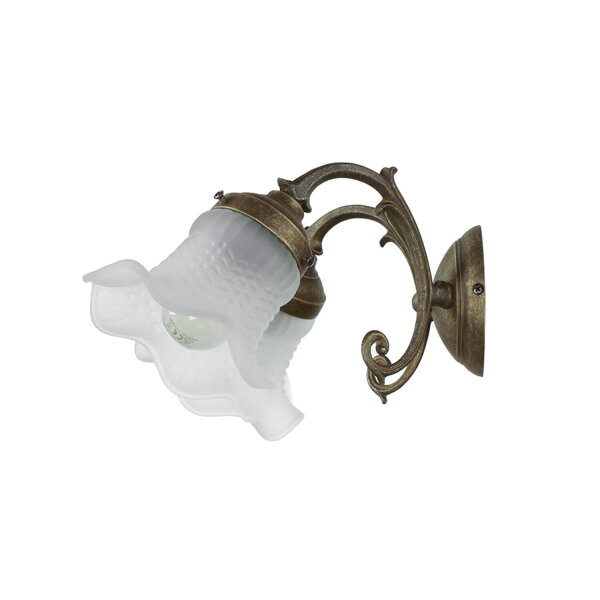 Applique murale Blanc Abat-jour en verre Laiton véritable Ricciolo